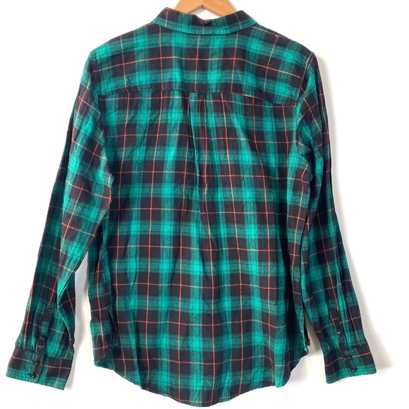 (A3) NEW St John’s Bay flannel longsleeve top, green with orange hints, Size XL - Picture 6 of 7